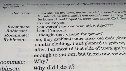 Detailed Text Thread Involving Charlie Kirk Accused and Roommate