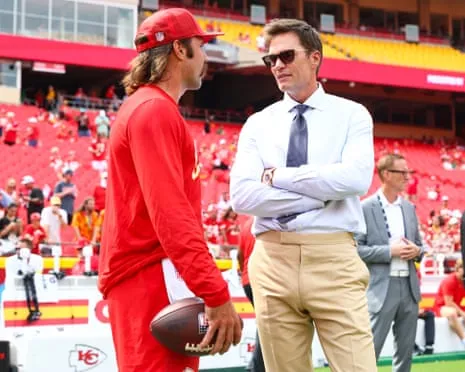 The seven-time Super Bowl champion draws online backlash following being spotted in Las Vegas Raiders sideline box